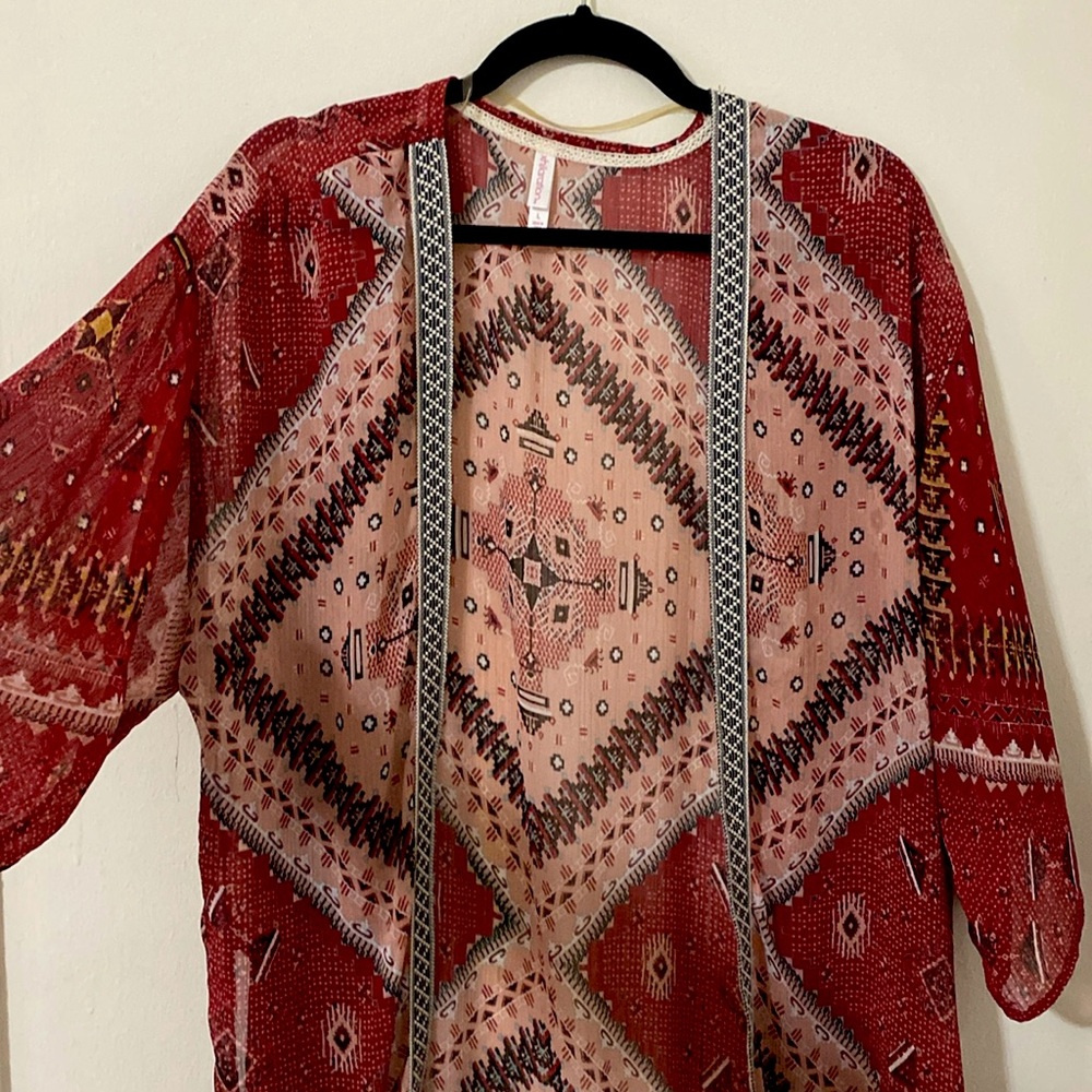 Xhiliration Kimono Coverup, Size: L